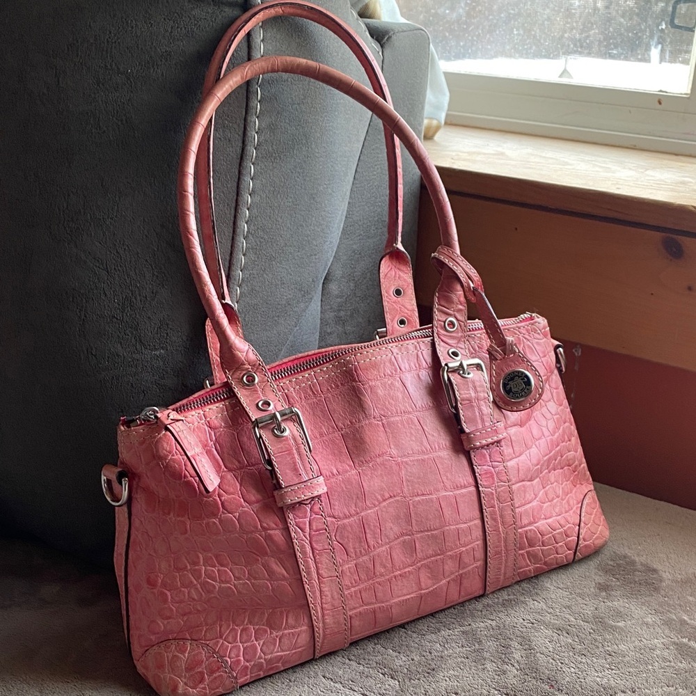 Dooney & Bourke Pink Croc-Embossed Shoulder Bag